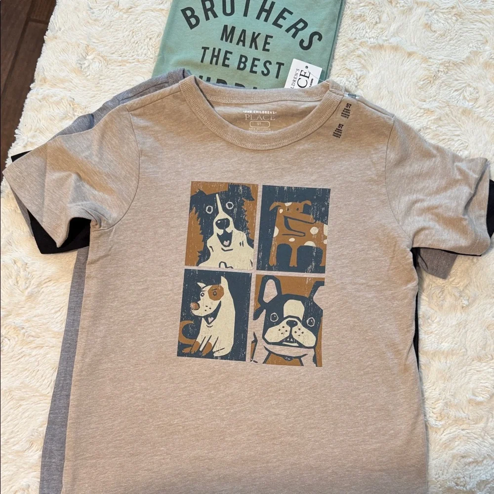 The Children's Place Kids Tees - Green, Tan, Gray, Black. Pack of 4 Tees - Picture 4 of 5